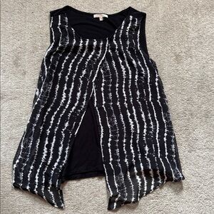 Joan Vass Studio black and white chiffon over cotton shirt L